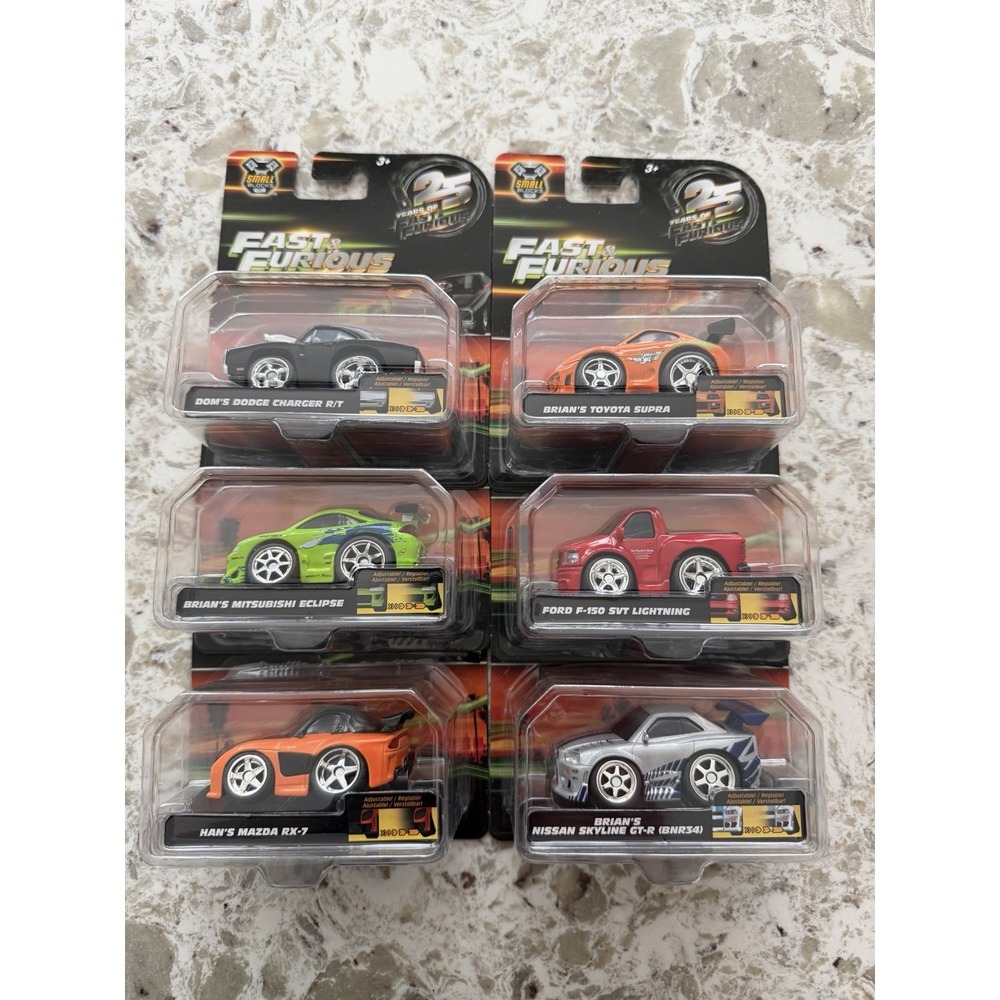 ***Jada Fast and Furious🏁 25th Small Blocks Rare Set Of 6 Supra Eclipse Rx7***